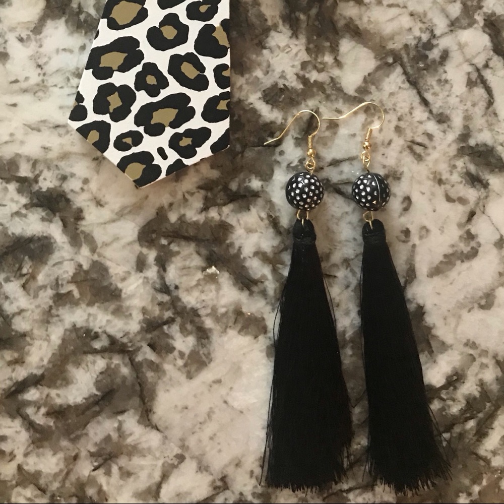 Black fringe earrings